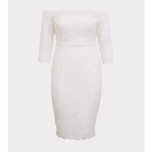 Torrid 20 Ivory‎ Special Occasion Sexy Off Shoulder Lace Bodycon Wedding Dress - Picture 3 of 3